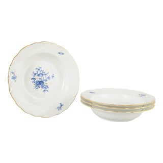 20th Century Deep Porcelain Plates with Floral Motifs by Meissen, Germany, Set of 4 For Sale
