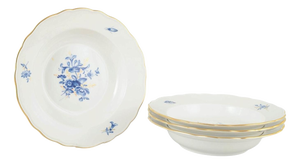 20th Century Deep Porcelain Plates with Floral Motifs by Meissen, Germany, Set of 4