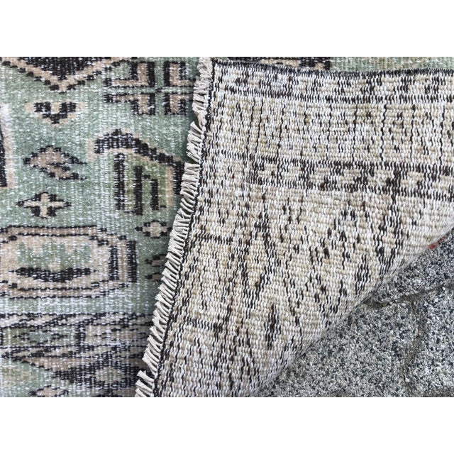 1960s Green Handmade Anatolian Floral Wool Rug For Sale - Image 4 of 11