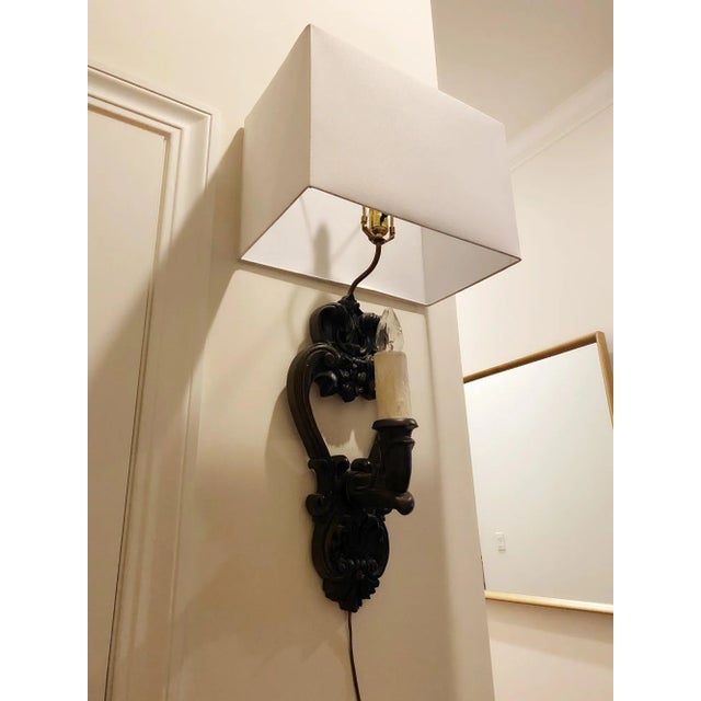 Coffee Vintage Early 20th Century Gothic Double Light Wall Sconce Lamp For Sale - Image 8 of 8