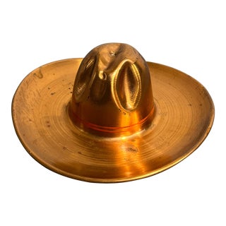 Vintage Hammered Copper Cowboy Hat Ashtray For Sale