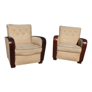C1940's French Art Deco Fantastic "Speed" Club Chairs a - Pair For Sale