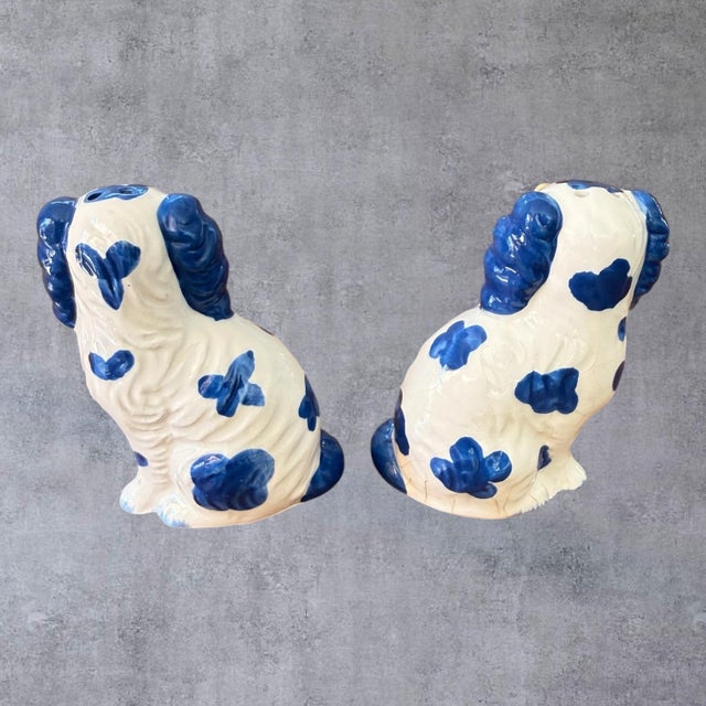 Vintage Blue White Staffordshire Spaniel Dog Salt Pepper Shakers Ceramic Pair⁠ Brand: Unbranded Type: Salt & Pepper...