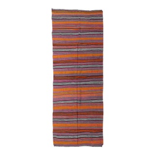 Vintage Striped Turkish Kilim Rug - 5`4" X 13`7" For Sale
