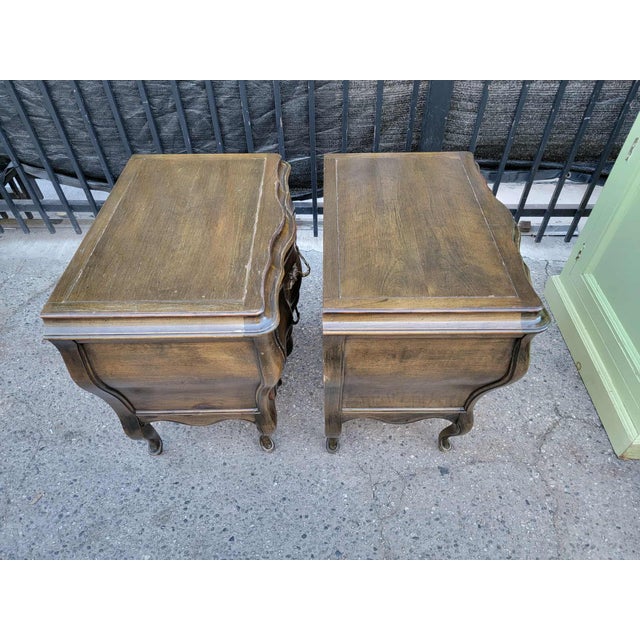 1970s Two French Provincial Style Wood Bombay Nightstands. For Sale - Image 10 of 18