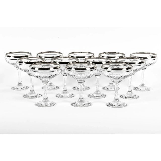 Modern Platinum & Crystal Champagne Coupes - Set of 12 For Sale - Image 3 of 7