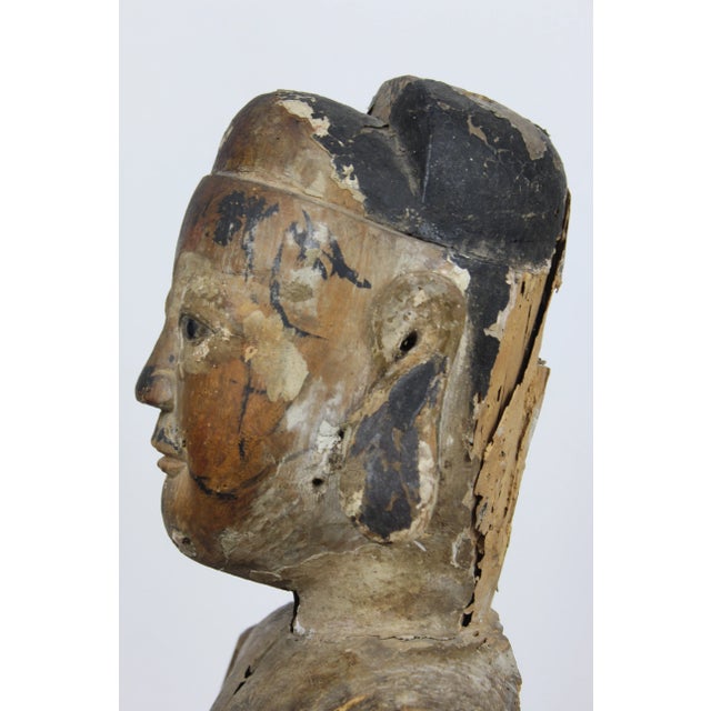 Wood 18th Century Century Pacific Rim Carved Wooden Figure Sculpture For Sale - Image 7 of 9