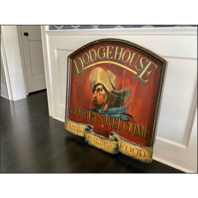 1960s Vintage 1960s Hand Painted "Dodgehouse" Tavern Trade Sign For Sale - Image 5 of 9
