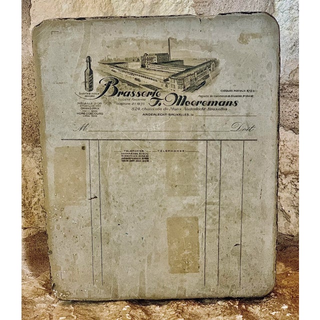 Rustic European Early 19th Century Antique Belgium Lithographic Limestone Printing Block for a Brasserie in Anderlecht-Bruxelles For Sale - Image 3 of 12