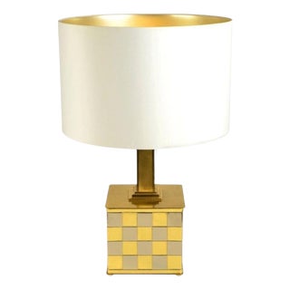 Checker Table Lamp in Brass and Chrome by Spadafora, 1970s For Sale