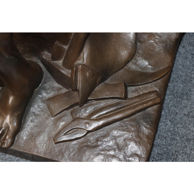 Antique French Bronze Titled Le Devoir Civique, After Eugene Marioton. For Sale - Image 15 of 16