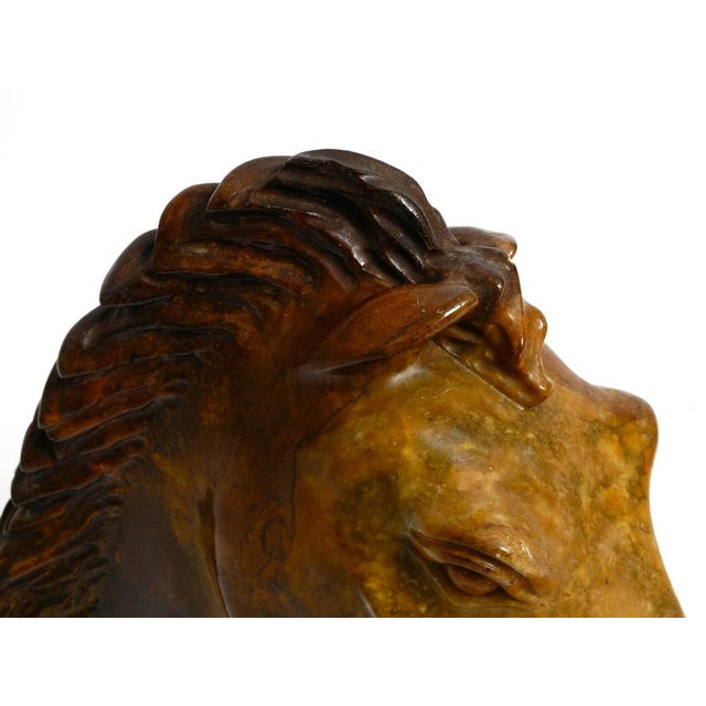 Large Horse Head Sculpture in Brown Soapstone, 1960s For Sale - Image 10 of 18