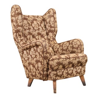 Art Deco Wingback Chair, Czechoslovakia, 1940s For Sale