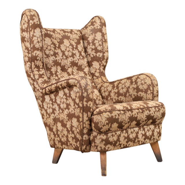 Art Deco Wingback Chair, Czechoslovakia, 1940s For Sale