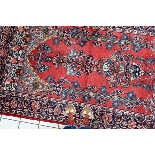 1920s 1920s, Antique Persian Kashan Prayer Handmade Rug 4 X 6 For Sale - Image 5 of 15