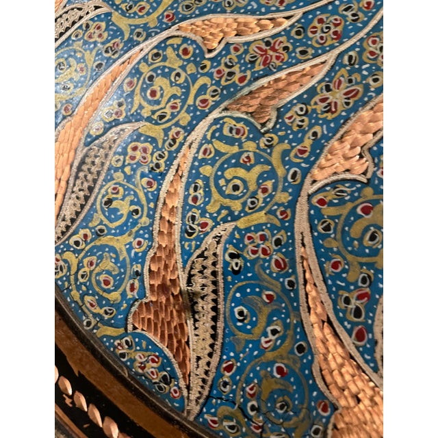 Mid 20th Century Vintage Turkish Painted Copper Tray For Sale - Image 5 of 5