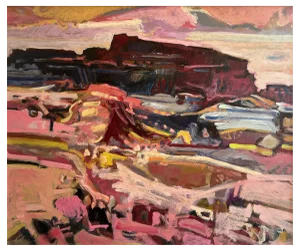 Jean Krillé, Landscape No. 91, Oil on Wood, 1986