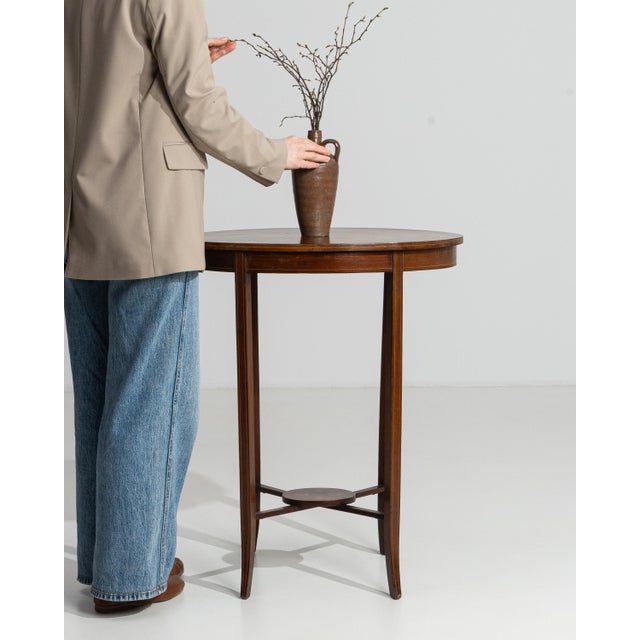 Brown 19th Century English Inlaid Oval Side Table For Sale - Image 8 of 14