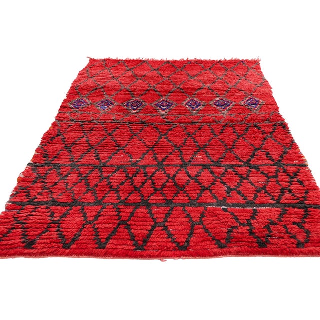 Tribal Vintage Boujad Boucherouite Moroccan Rug, 03'02 X 05'06 For Sale - Image 3 of 10