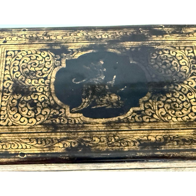 Victorian Victorian Anglo-Indian Hand-Gilt Lacquer Jewelry Box, Kashmir Circa 1880 For Sale - Image 3 of 12