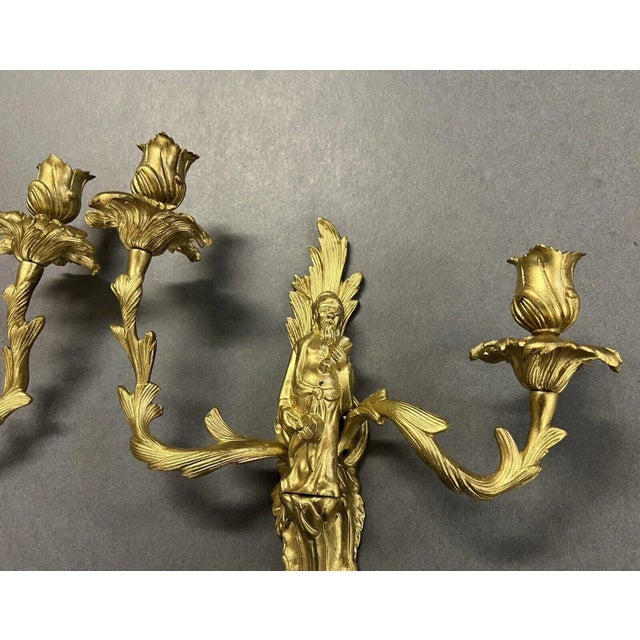 Chinoiserie Gilt-Bronze Chinoiserie Wall Sconces- A Pair For Sale - Image 3 of 4