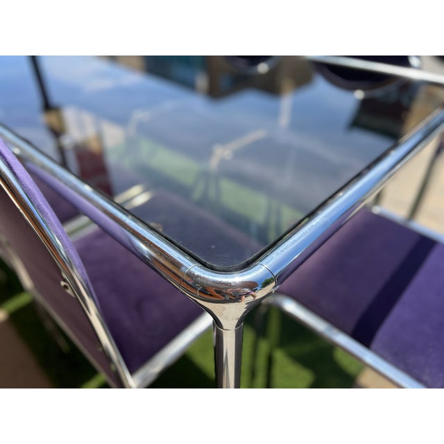 1970s Postmodern Italian Chrome & Glass Dining Table + 8 Chairs For Sale - Image 11 of 16