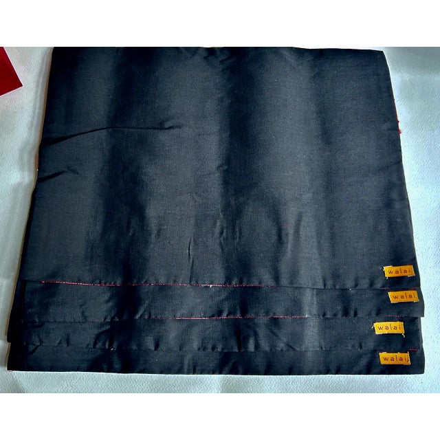 Late 20th C. Boxed Set of 4 Walai Crimson & Orange Stripe Silk Placemats & Napkins For Sale - Image 14 of 18