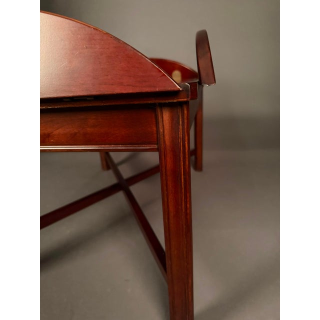 Vintage English Mahogany Butler’s Drop-Leaf Tray Coffee Table With Brass Hinges For Sale - Image 4 of 18