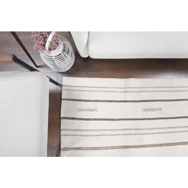 Vintage Turkish Oushak Handmade Wool Cotton Beige White Area Rug For Sale - Image 10 of 11