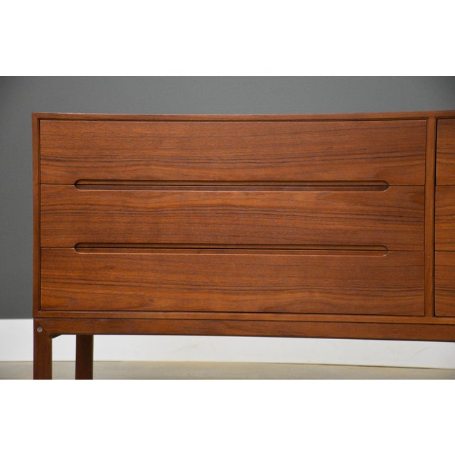 Brown 1960s Refinished Arne Wahl Iversen 72” Teak Dresser For Sale - Image 8 of 10