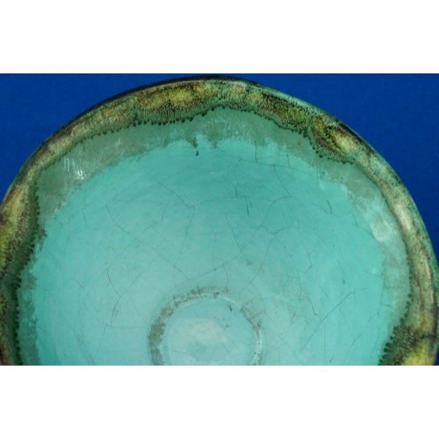 Turquoise Turquoise Ceramic Bowl Vase by Pietro Melandri for Exfornace Calzi, Italy, 1920s For Sale - Image 8 of 18