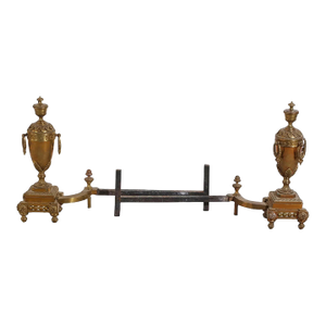 19th Century Pair of French Gilt Bronze Fireplace Chenets/Andirons