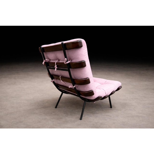 Brazilian Modern Wood Slat & Metal Frame Armchair, Moveis Pallar, 1950s For Sale - Image 12 of 15