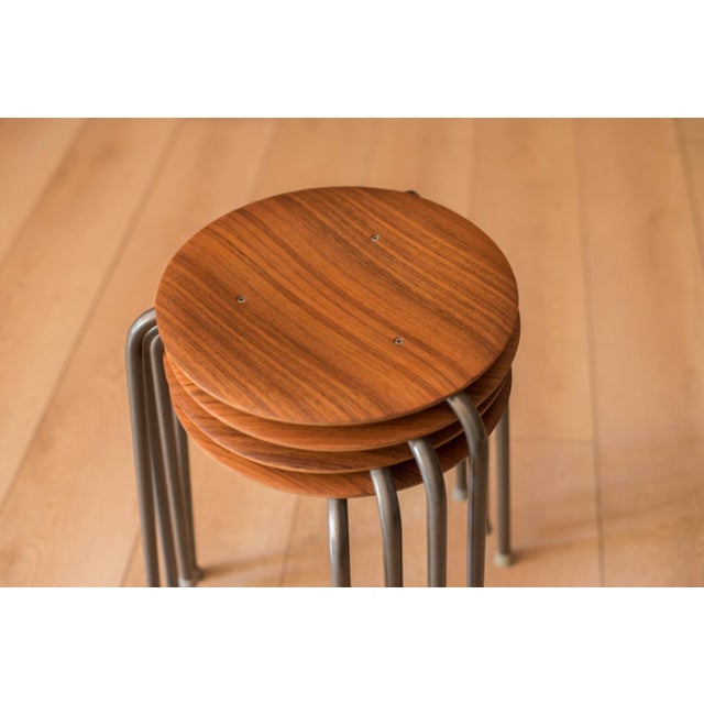 Arne Jacobsen Danish Modern Round Teak Stacking Dot Stool End Table For Sale - Image 4 of 17
