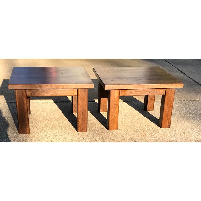 20th Century Rustic Solid Wood Block Side Tables a Pair Chairish