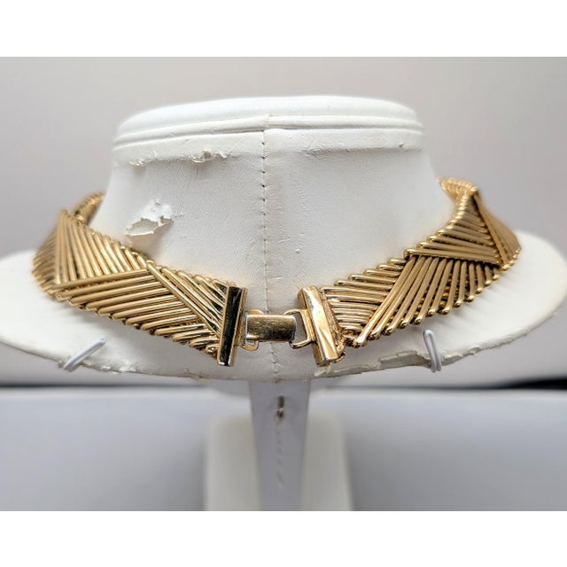 Metal Vintage Signed Napier Goldtone Collar Necklace For Sale - Image 7 of 8