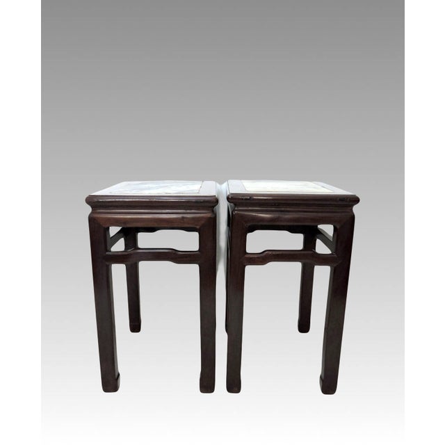 This set of four antique Chinese (Mahjong) stools is a very rare find. Mature high quality solid heavy rosewood Chinese...