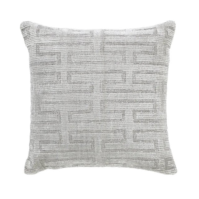 Modern Pearl Gray Geometric Throw Pillow For Sale - Image 4 of 4