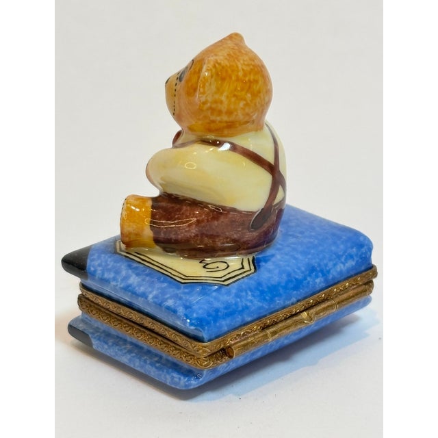 Limoges Porcelain Box With Teddy Bear on Book Hand-Painted France For Sale In Palm Springs - Image 6 of 12