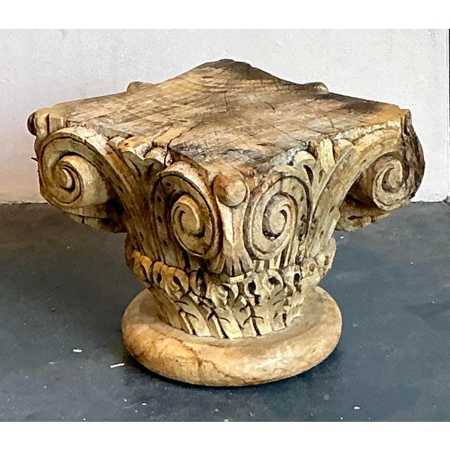 Vintage Boho Carved Wood Column Drink Tables - Set of 2 For Sale - Image 9 of 12