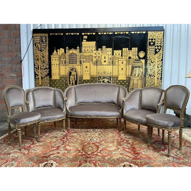 Louis Xvi Style Living Room Set, Set of 5 For Sale - Image 10 of 10