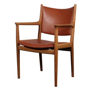 Model JH513 Armchair in Oak and Leather attributed to Hans J. Wegner, 1960s For Sale
