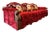 1970s Singer Furniture Ruby Velvet Sofa With Carved Wood Frame For Sale