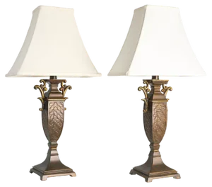 Chinoiserie Faux Rattan Amphora Table Lamps by Aneta, Sweden 1980s, Set of 2