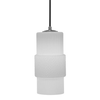 Mimo Cylinder Pendant in White With Gun Metal For Sale