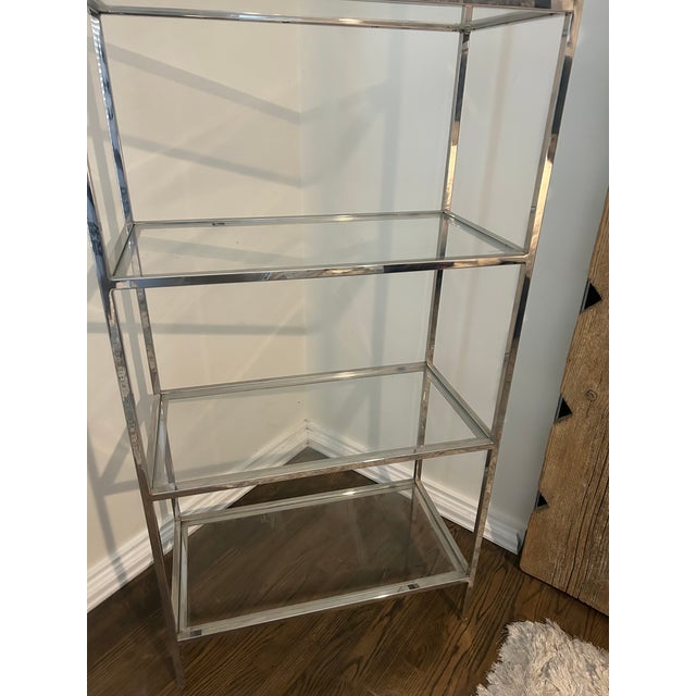 2000 - 2009 Mitchell Gold Bob Williams Chrome and Glass Shelf For Sale - Image 5 of 5