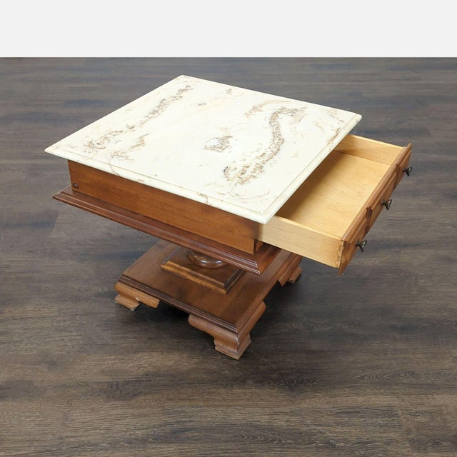 Traditional Vintage Marble Top End Table For Sale - Image 3 of 5