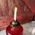 Vintage Red Glass Oil Lamp With Clear Chimney & Brass Wick Holder For Sale - Image 10 of 15