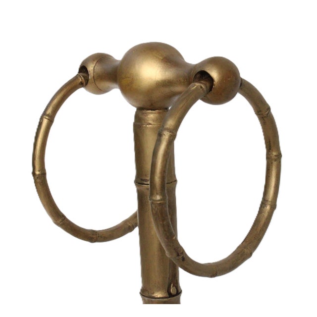 Gilded Italian Faux Bamboo Bathroom Hand Towel Counter Top Stand/Swing Rings For Sale - Image 4 of 6