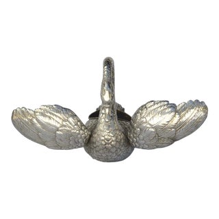 Vintage Swan Centerpiece Articulated Wings Hallmarked 800 ness Silver For Sale